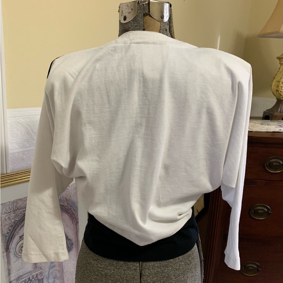 Vintage Western Shirt Women’s Size Medium Wide Sleeve White / Black Faux Suede. - Picture 12 of 12